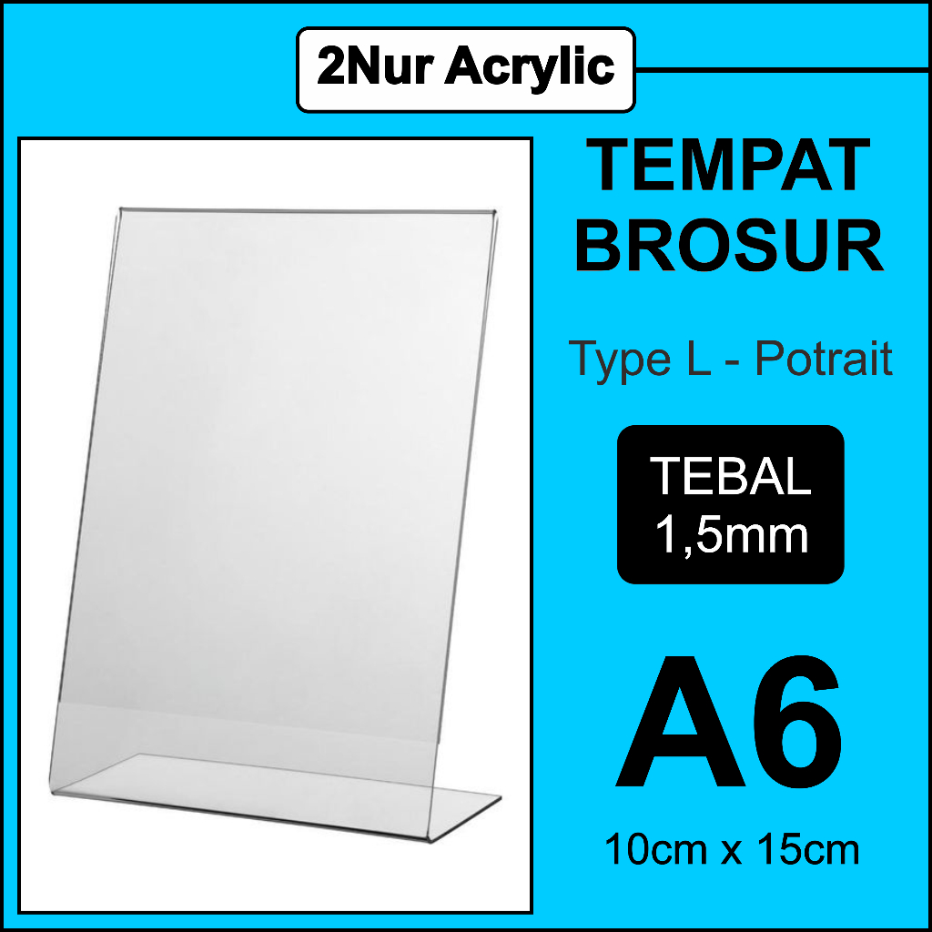 

Tempat Brosur Akrilik A6 1,5mm / Akrilik Tent Card Tent Holder / Acrylic Qris Barcode - Tipe L
