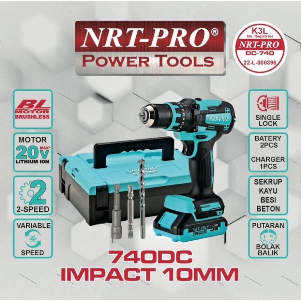 BRUSHLESS Impact Drill NRT PRO 740DC 740 DC Bor Cordless Batre