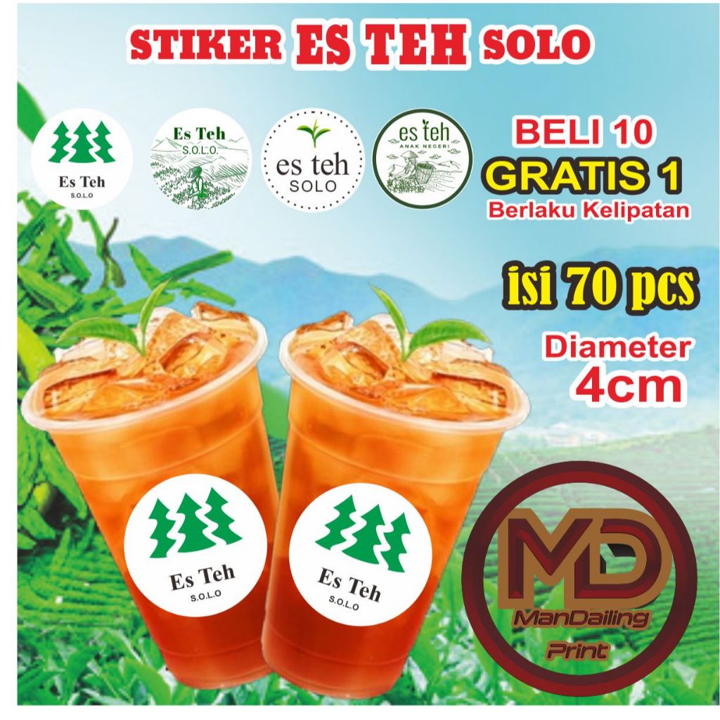 

[isi 70 pcs] CETAK STIKER ES TEH SOLO / STIKER CUP ES VIRAL / STIKER LABEL MINUMAN CUP