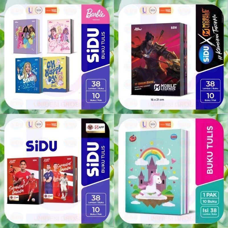 

Buku SIDU 38 Lembar 1 Pack Isi 10 [] Motif ML [] Barbie [] Polos [] Merah Putih [] Kualitas SIDU