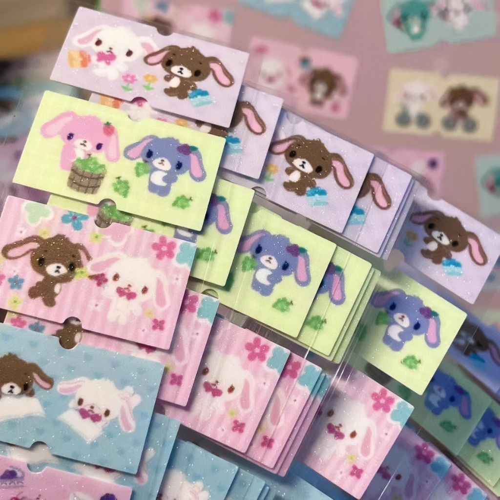 

[39cm] Sticker deco Sanrio Sugarbunnies glitter, sticker label, hensei retro