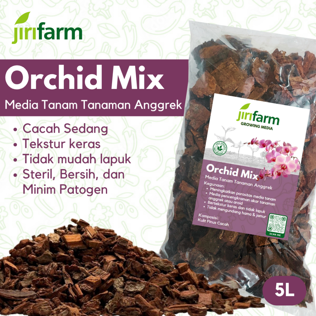 JIRIFARM - Media Tanam Anggrek Pine Bark Kulit Pinus Cacah Sedang 2L 5L Pinebark Tanaman Hias Aroid