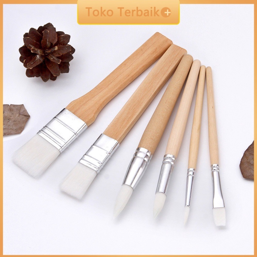 

KODE D73W Art Brush Set 6 pcs Kuas Lukis Face Painting Art Supplies Nylon Paint Brushes Stationery