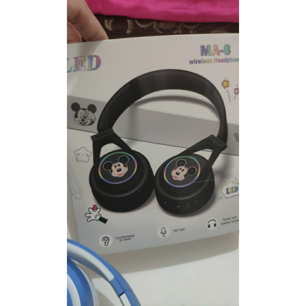 headphone wireless mickey mouse blue