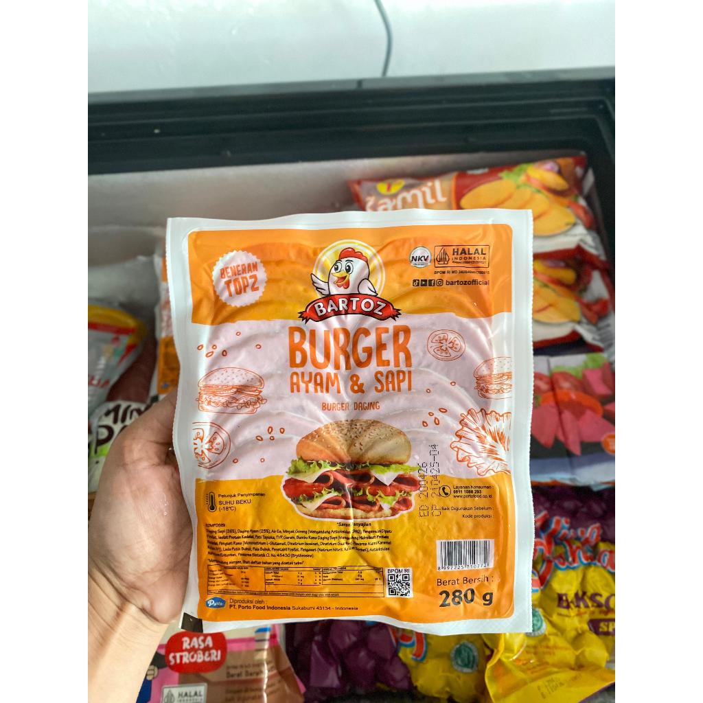 

(isi 20) BARTOZ BURGER AYAM & SAPI 280gr / ISIAN BURGER / MINI KECIL / AYU PUTRI FROZEN FOOD / HALAL