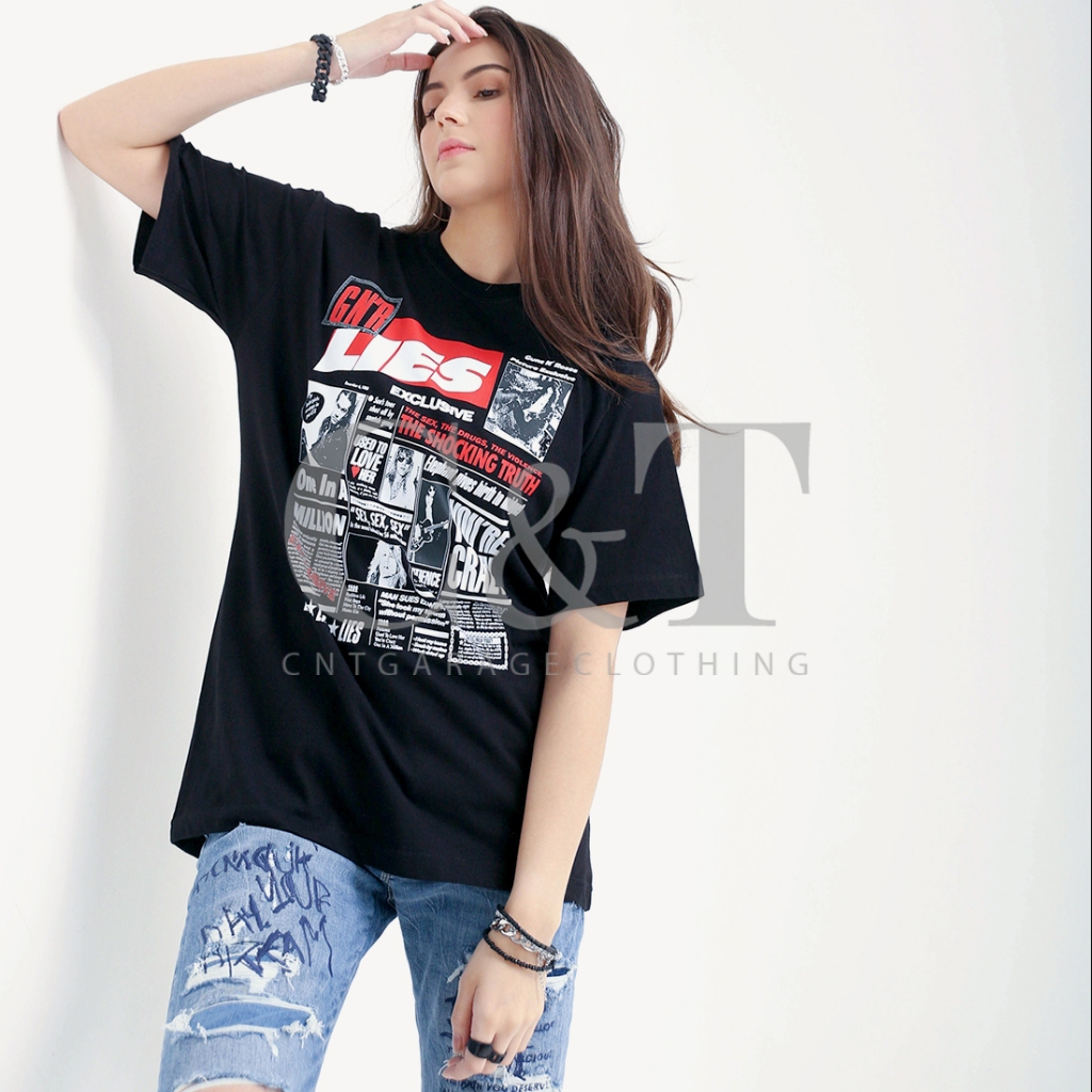 (Gratis Stiker) GUNS N' ROSES LIES TSHIRT BLACK PREMIUM COTTON 100% UNISEX | GNR 009 | KAOS DISTRO V