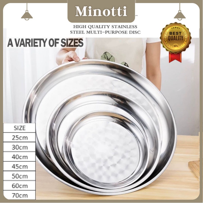 Minotti Nampan Bulat Stainless Nampan Stainless Tebal Nampan Tebal Bulat Stainless Jumbo 30CM40CM50C