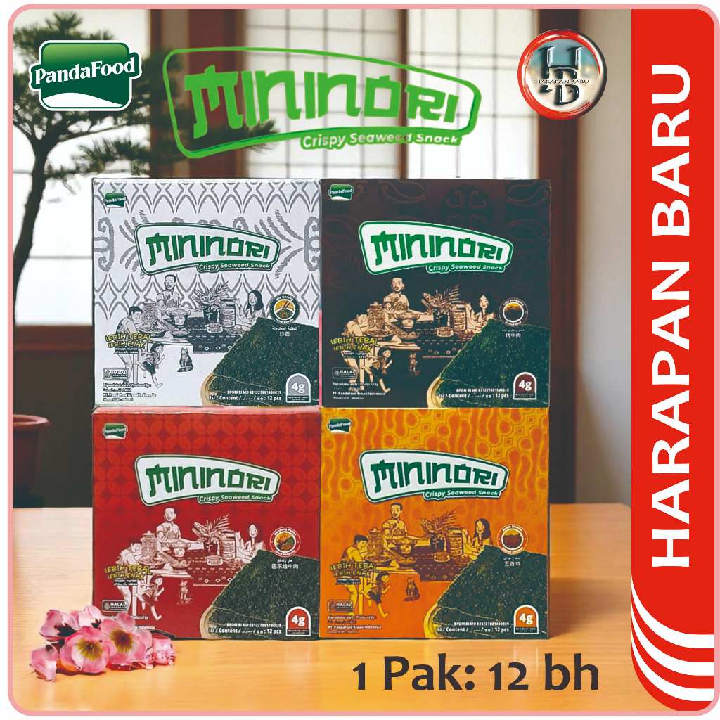 

MININORI - Snack Rumput Laut 1 Pak (12bh) - Ayam Bumbu - Mie Goreng - Rendang Pedas - Sapi Panggang