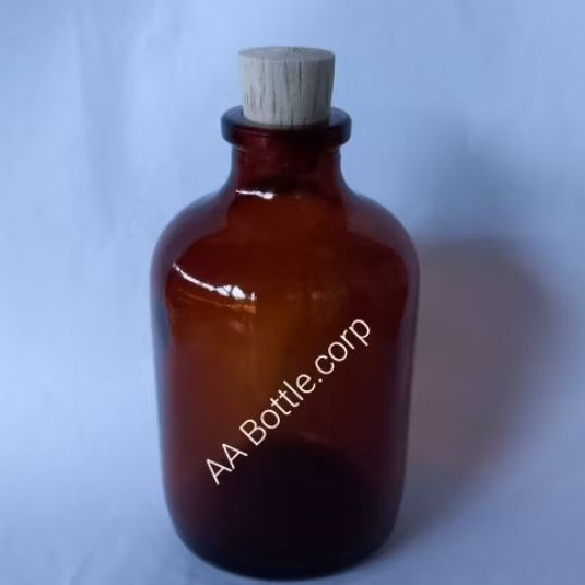 Botol kaca AMBER 50ML GEMOY TUTUP KAYU