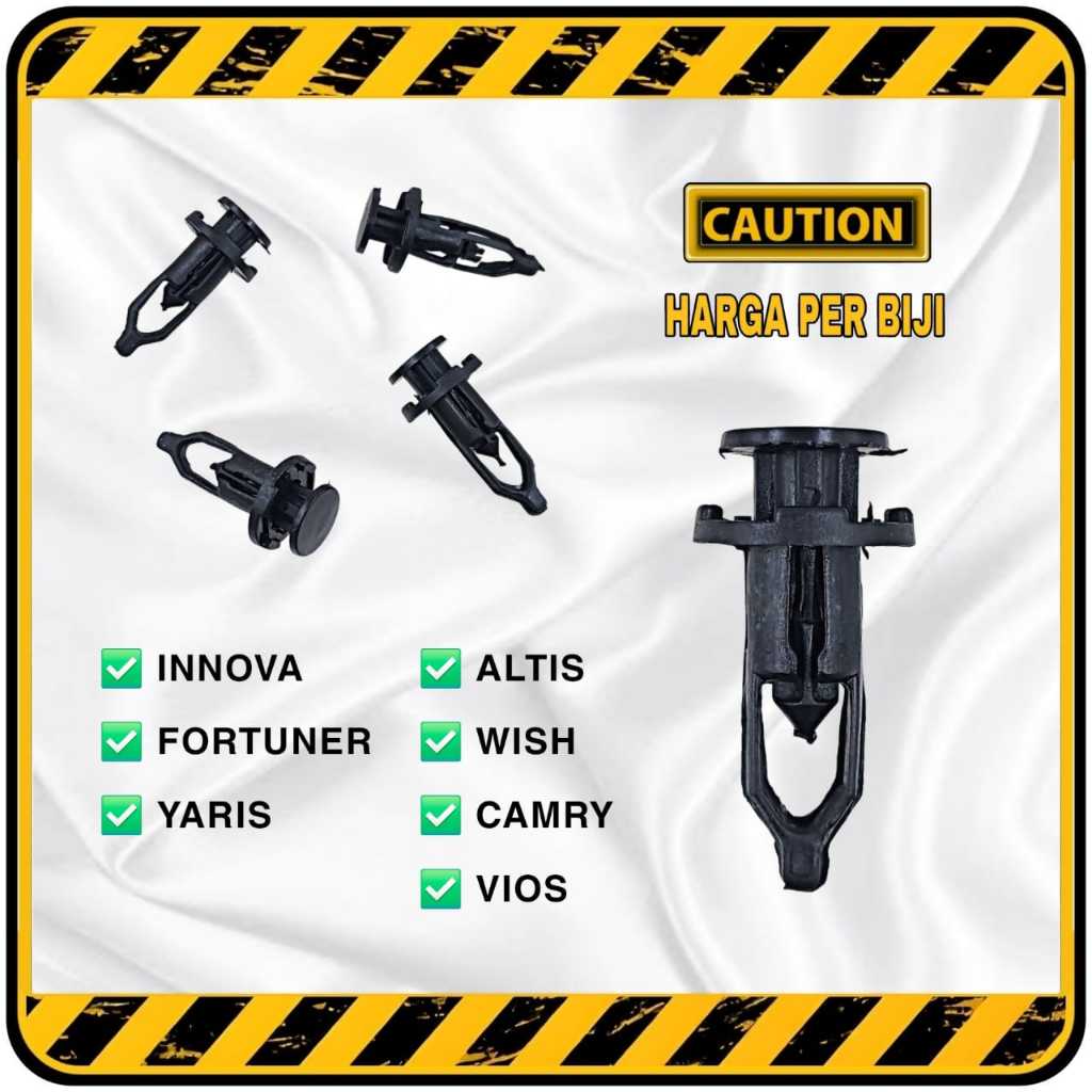 Klip Body Plastik Kancing Kancingan Rivet Bumper Mobil Toyota INNOVA | YARIS | FORTUNER | ALTIS dsb