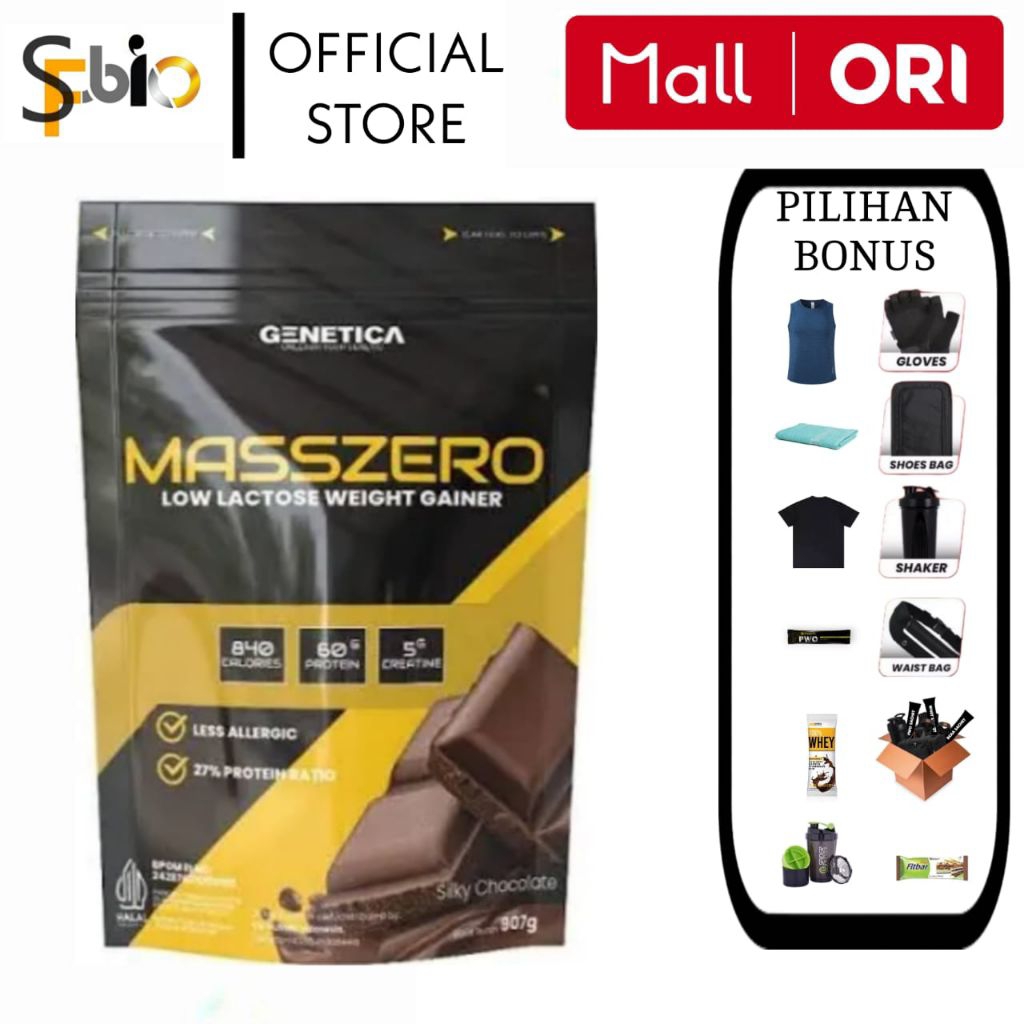 Genetica Masszero 2 lbs Susu Gainer Protein Tinggi kalori Rendah Laktosa
