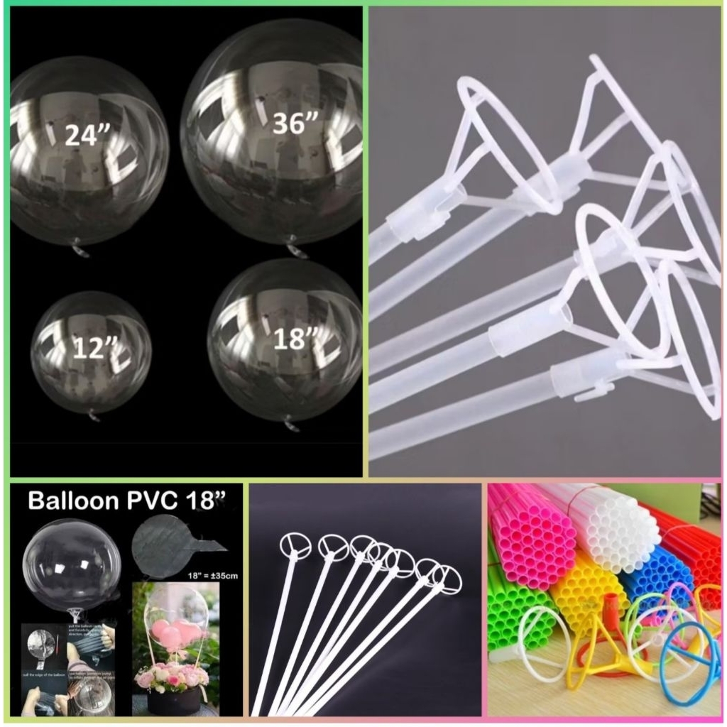 Balon transparan pvc ukuran 12/18/24/36 inch balon bening/stick besar balon pvc