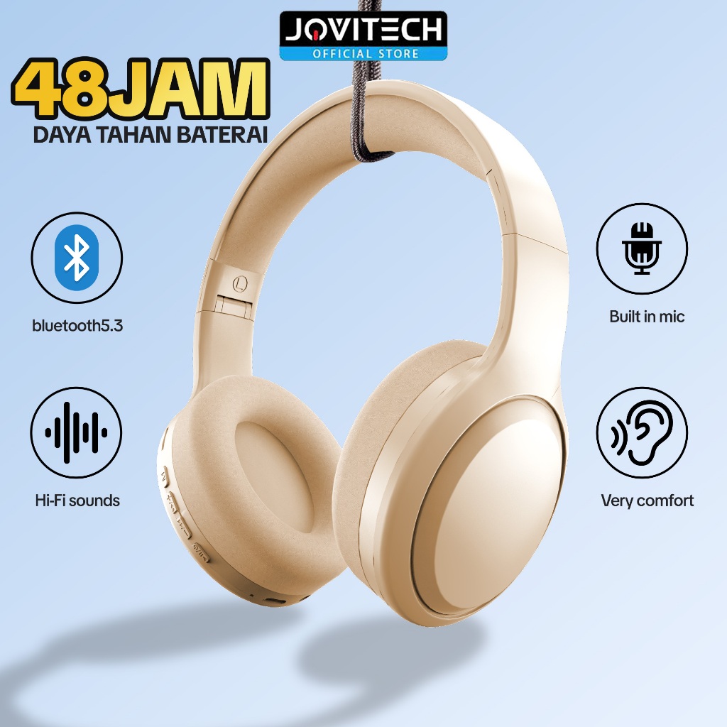 Jovitech Headphone Bluetooth 5.3 Wireless Headset with Microphone Hifi Sound Quality Headphone - TH1