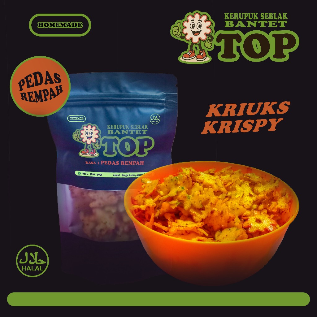 

Cemilan Kerupuk Seblak Bantet TOP Rasa Pedas Rempah | Kerupuk Seblak | Seblak Krispi