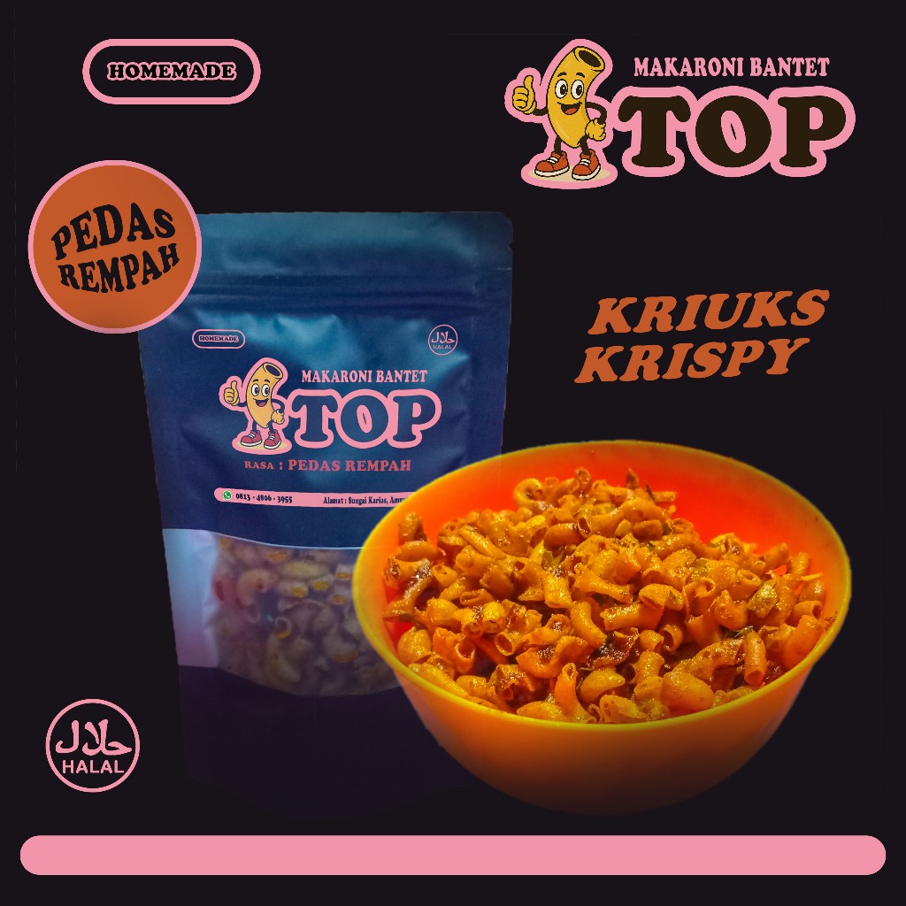 

Cemilan Makaroni Bantet TOP Rasa Pedas Rempah | Makaroni Bantet | Kerupuk Makaroni