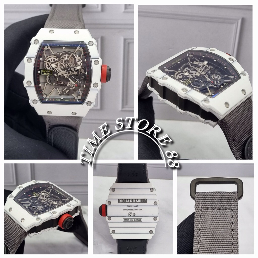 RM35-01 RAFA Tourbillon Automatic Swiss Manual Winding Body Carbon Gray Canvas Strap 42mm Free Box K