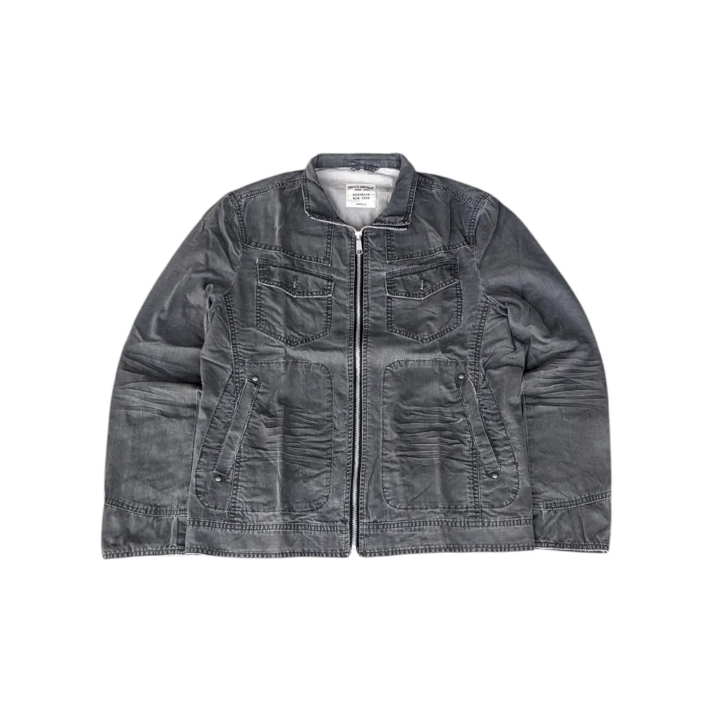 SMITH AMERICAN - Jaket Jeans Jaket Biker Denim Jaket Riding Jaket Motor Jaket Biker Pria Abu Washed 