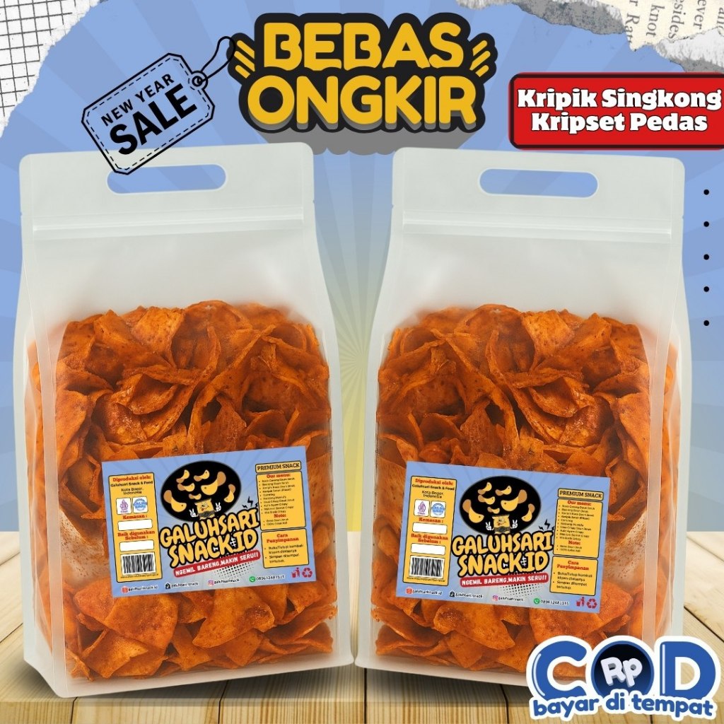 

Cemilan Keripik Singkong Kriwil Pikset Legend Cikruh Bumbu Pedas Gurih Nikmat Super Renyah Anti Alot