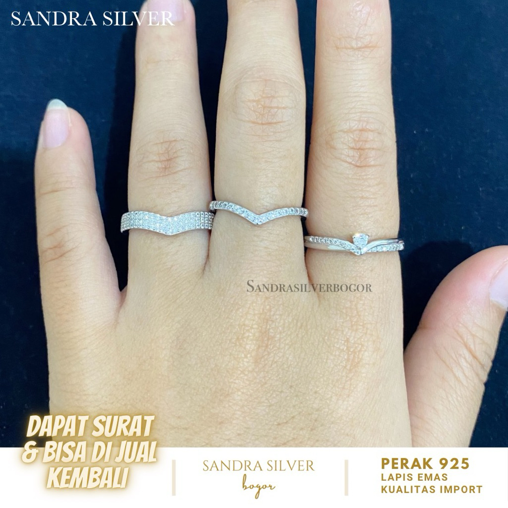 Cincin Aurel Perak 925 lapis emas putih