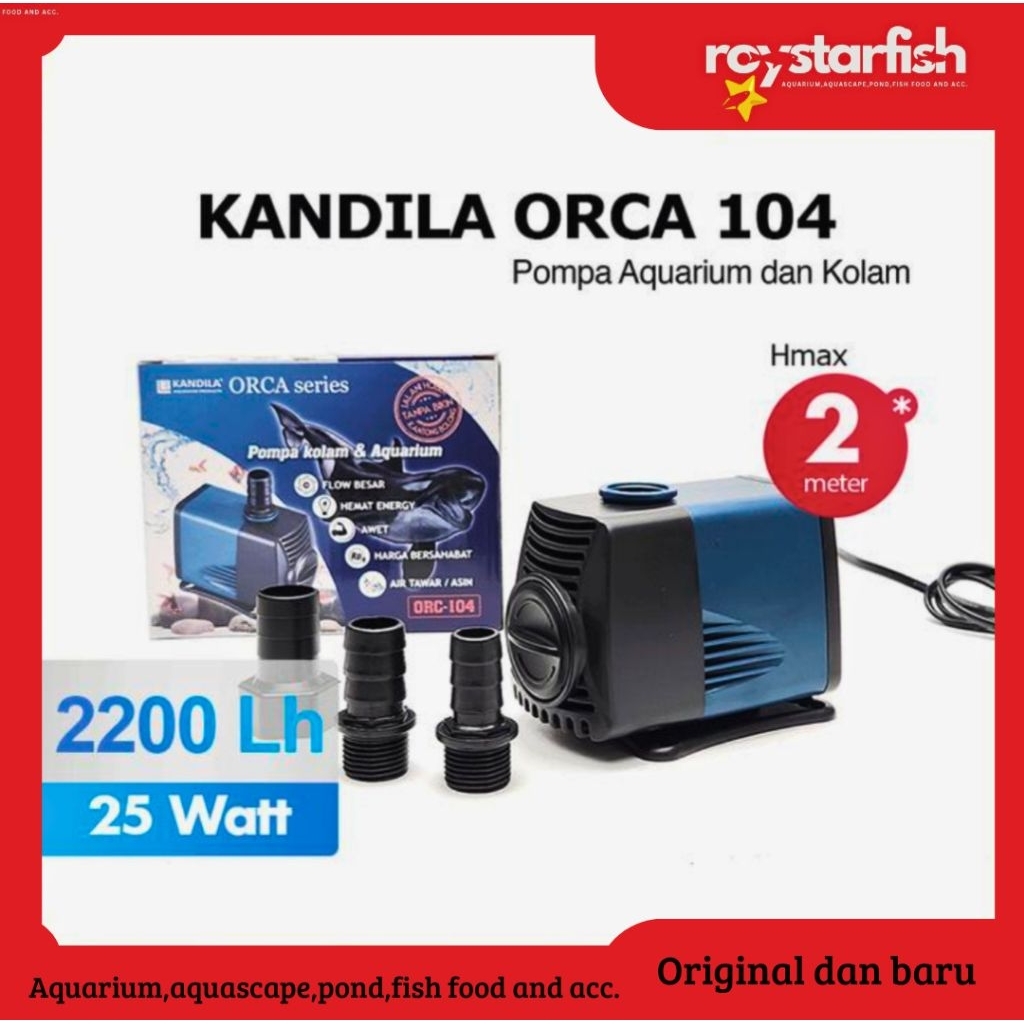 Kandila ORC104 orca series pompa kolam sirkulasi air filter hidroponik