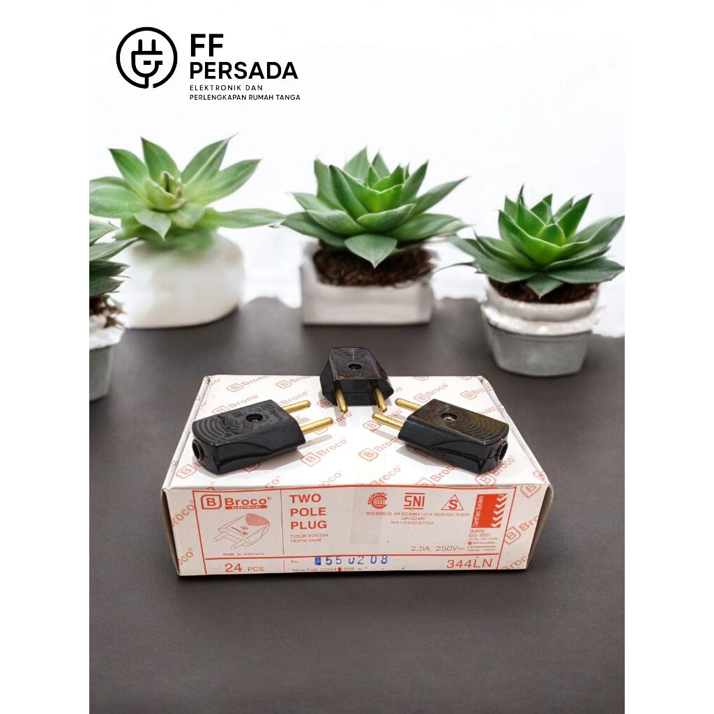 BROCO Two Pole Plug (Colokan Listrik 2 Kaki Tanpa Arde)