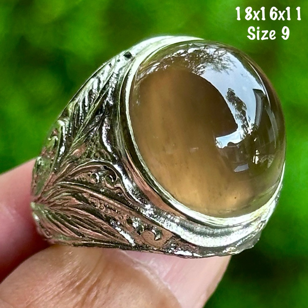 Cincin Batu Akik Natural Kecubung Asap Giwang (asli alam)