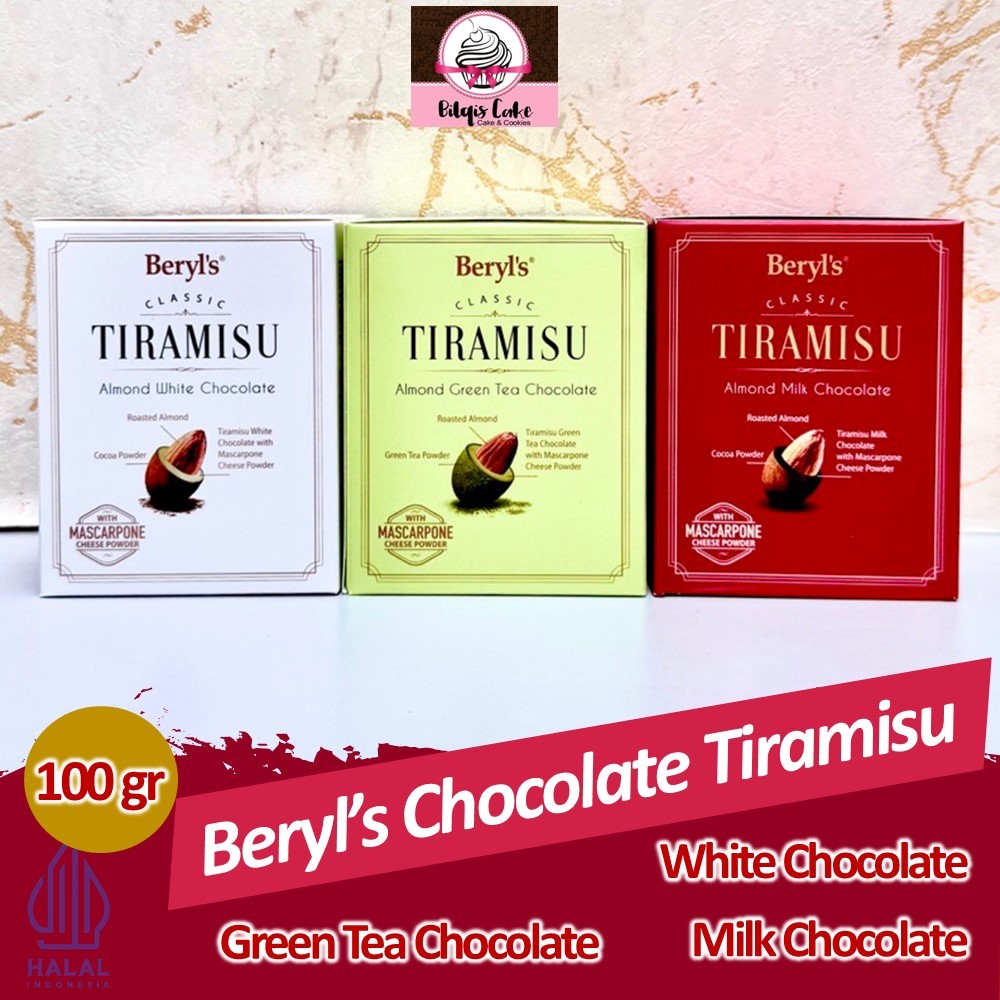 

Chocolate Beryl's Tiramisu 100 gram / Almond White, Milk and Green Tea Chocolate
