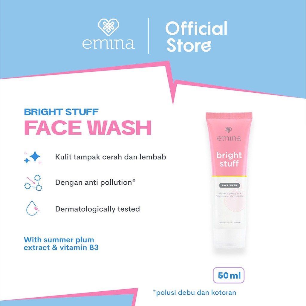 [BESTY] EMINA - Bright Stuff Face Wash 50ml 100ml - Sabun Muka Cerah Glowing Anti Kusam / Sabun Muka