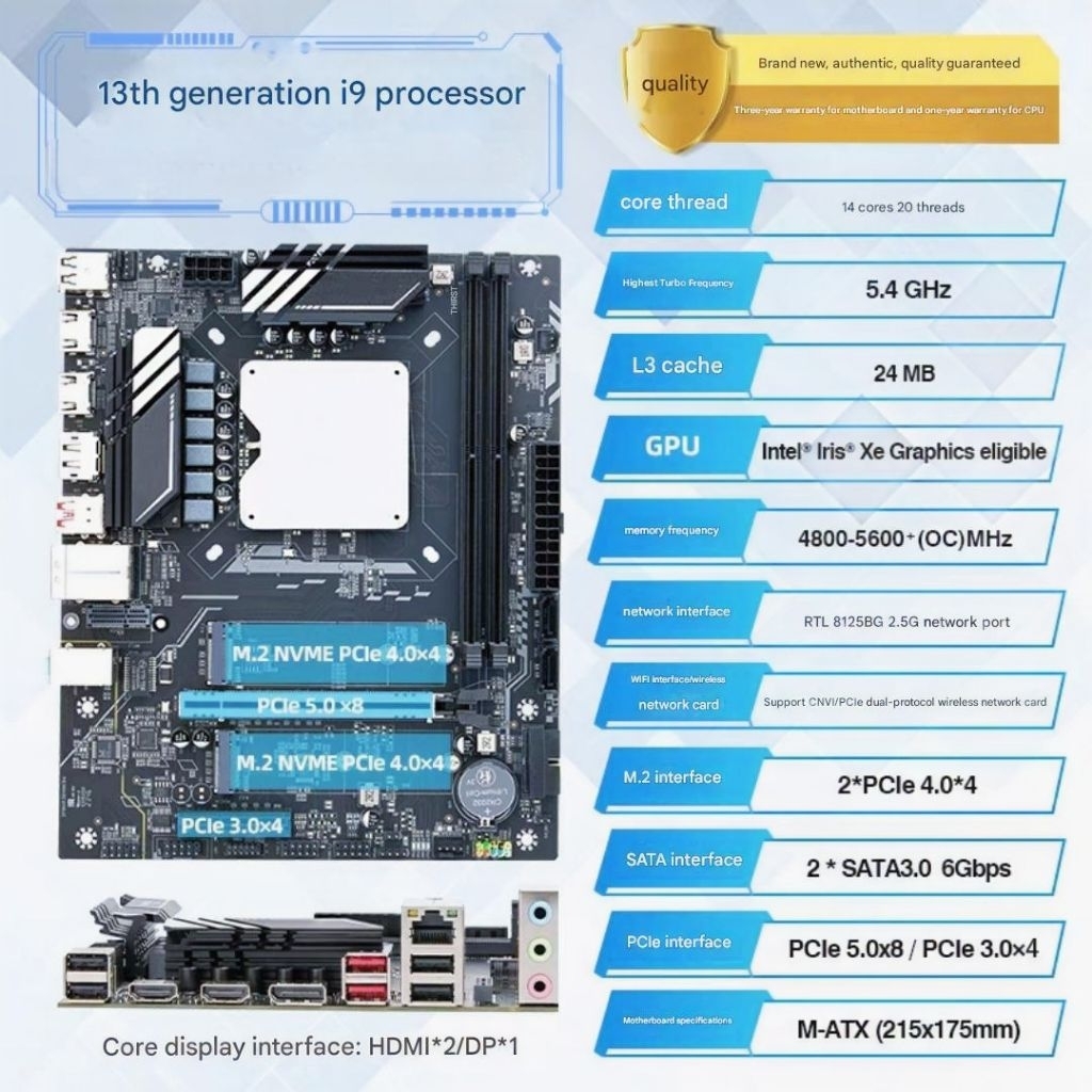 Intel Core i9 13900HK Gen 13 ATX Kit CPU Motherboard DDR5  OC Komputer Gaming