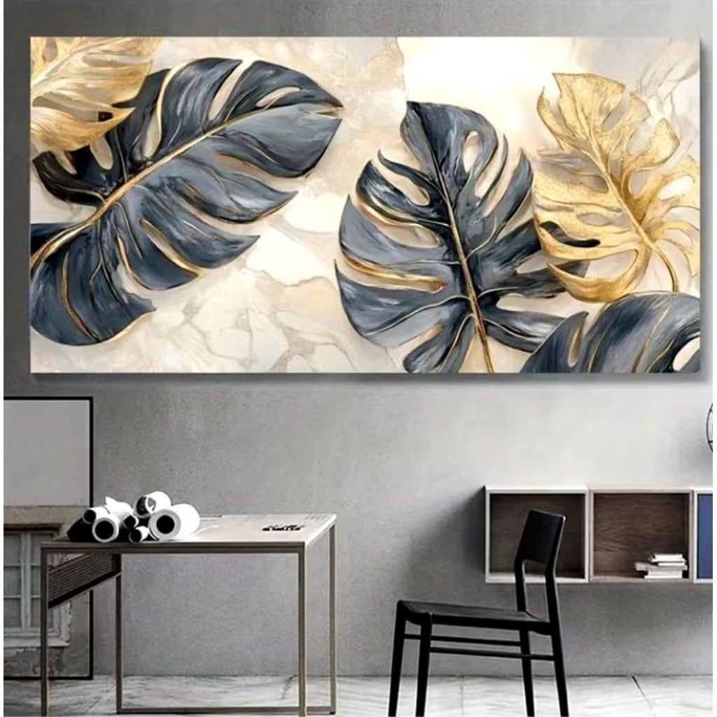 lukisan dinding daun aesthetic modern art lukisan kanvas Hiasan dinding aesthetic