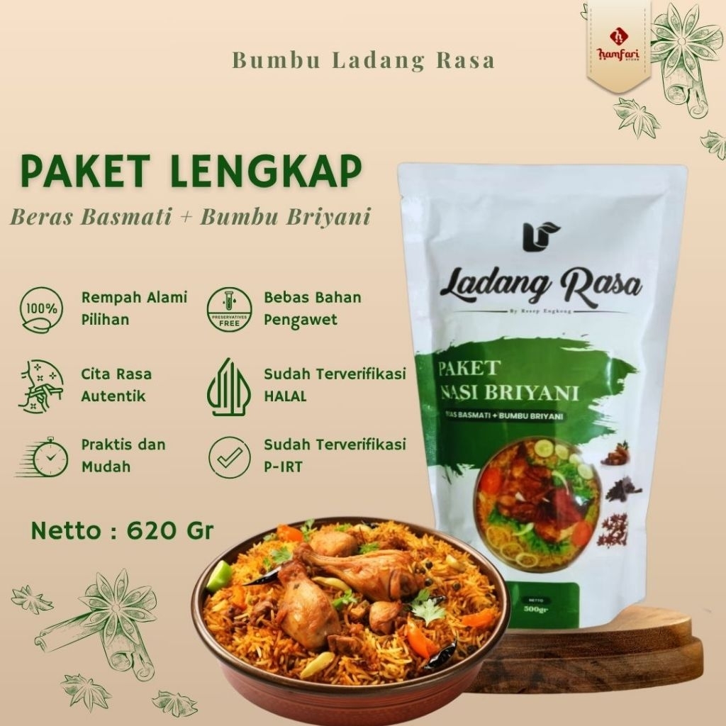 

Ladang Rasa - Paket Nasi Briyani Siap Masak Beras Basmati + Bumbu Briyani