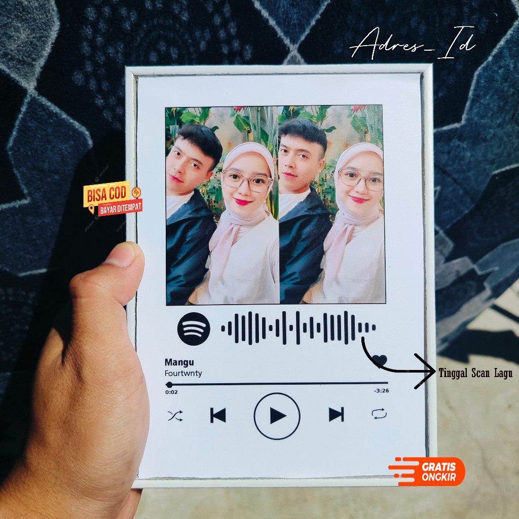 Custom Foto Lagu Spotify Frame bingkai Minimalis Aesthetic 5R /GiftWisuda/Kado ultah/Request Lagu