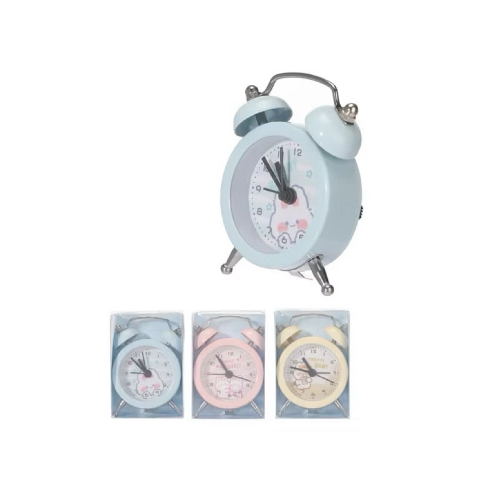 Jam Weker MINISO Alarm Clock Cream Rabbit Small 7.5cm