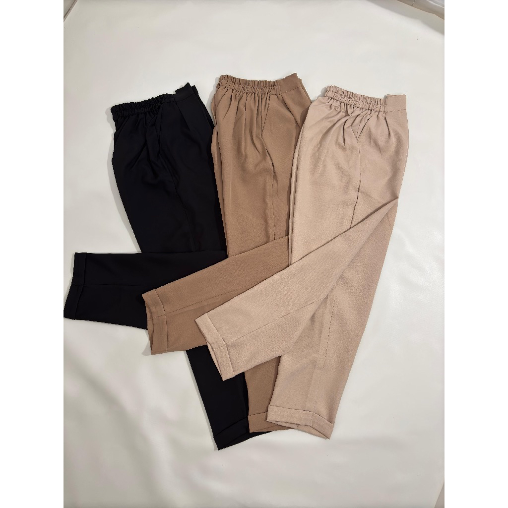 Celana Panjang Wanita Hitam, Krem, dan Coklat Susu | Torino Relax Fit Pants – by Heejra
