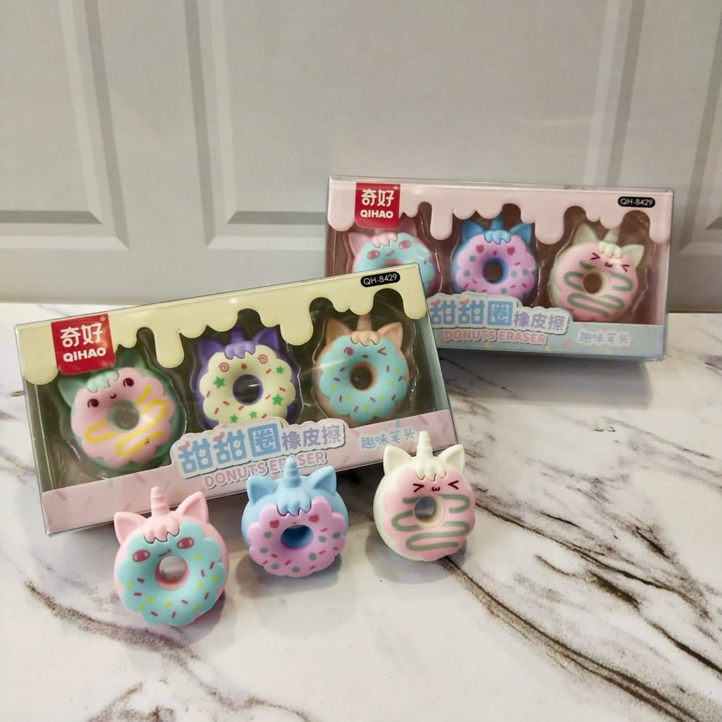 

SET PENGHAPUS QIHAO 8429 MOTIF DONAT//HAPUSAN KARET QIHAO