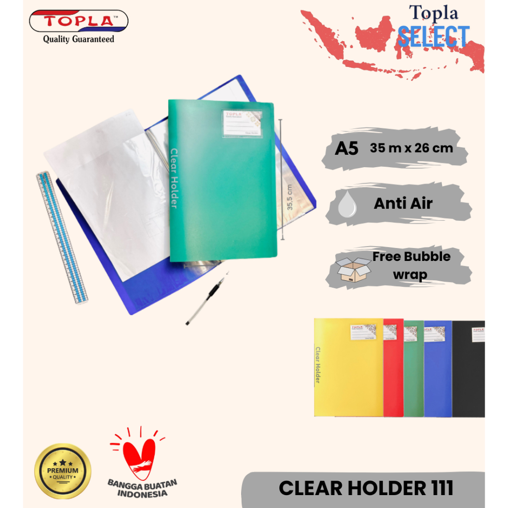 

Clear Holder 111 map dokumen keeper file folder kertas berkas displaybook ukuran F4 Topla