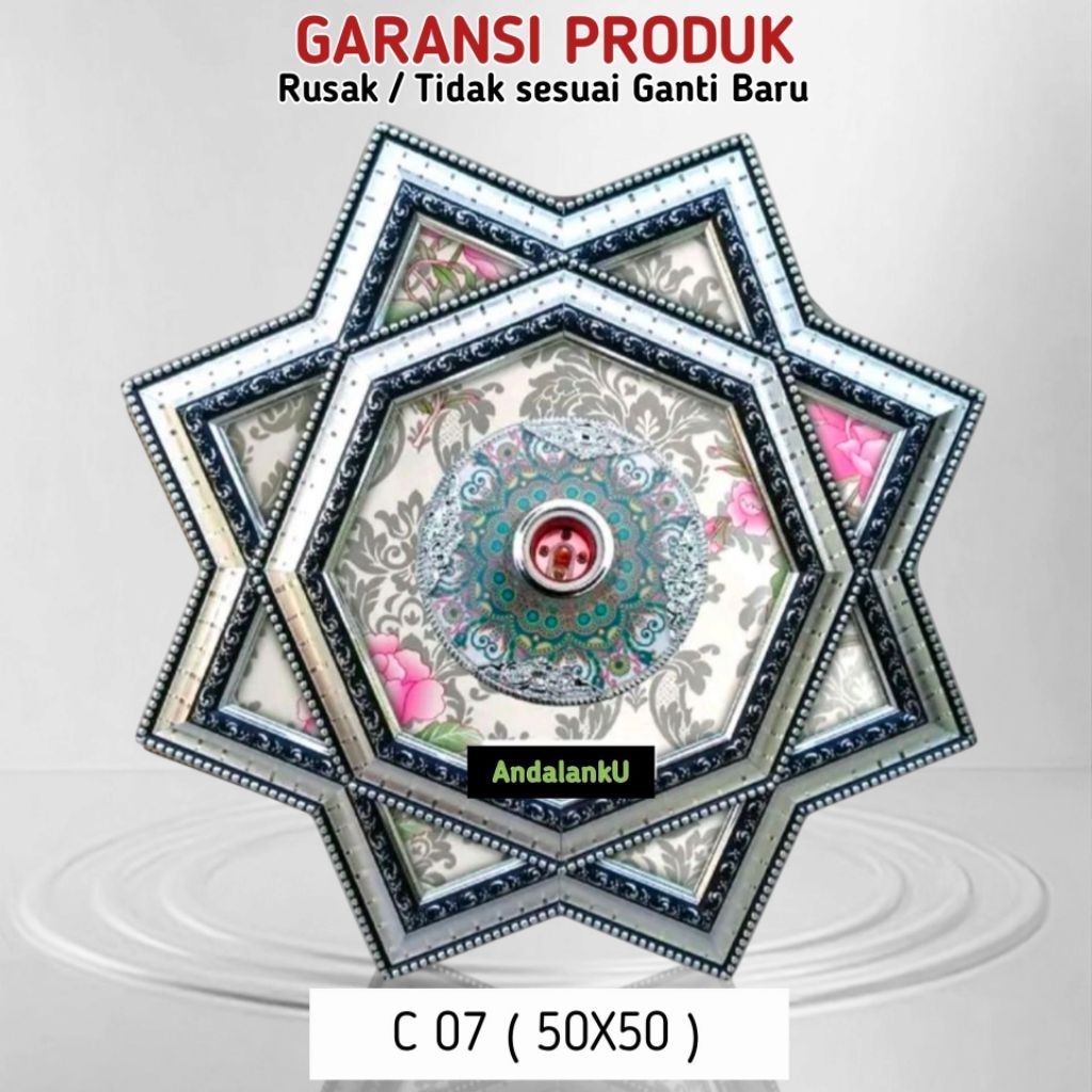 Ornamen Lampu Plafon PVC 50X50 Motif Timbul Free Sekrup cocok semua jenis plavon