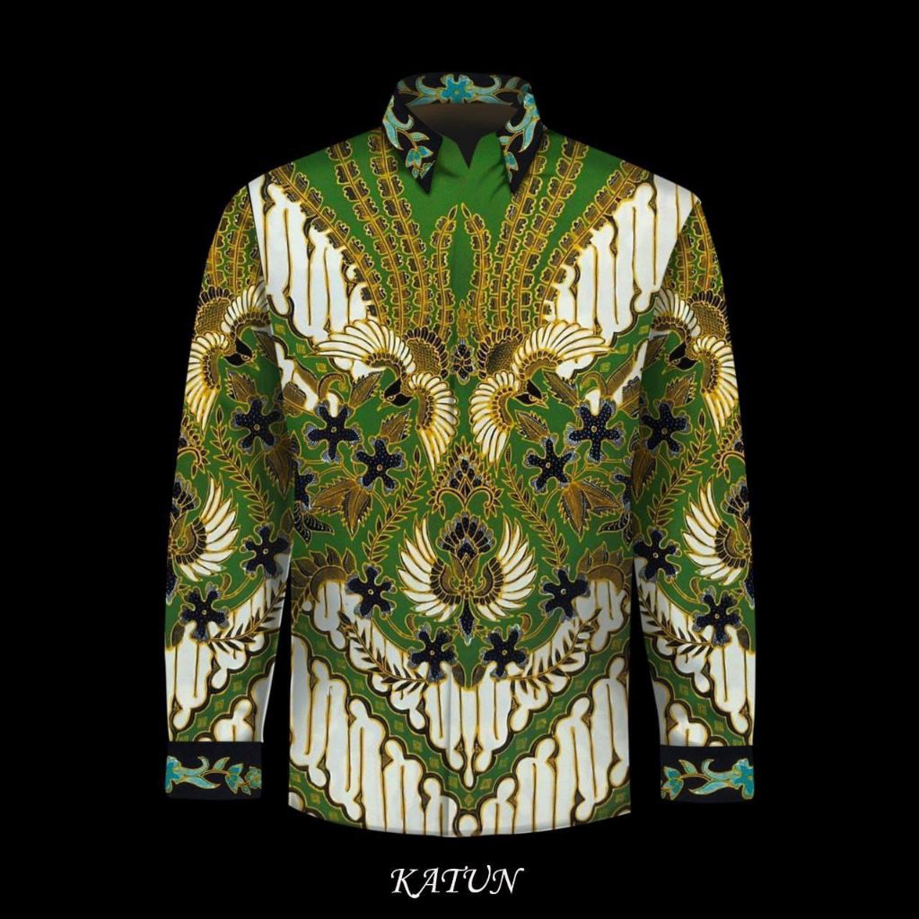 kain batik tulis pria bahan katun warna hijau. er