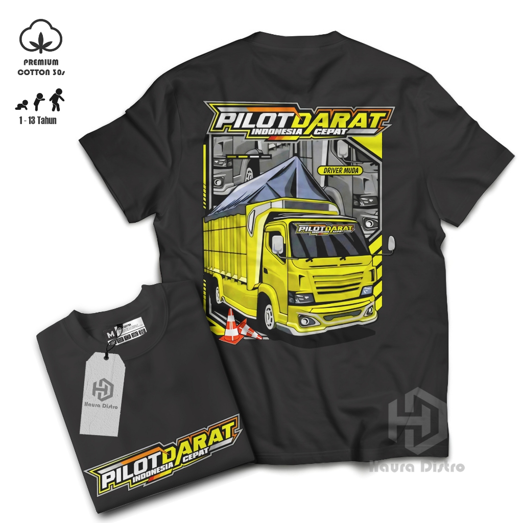 Kaos anak Truk Oleng Pilot Darat - Baju mobil anak laki laki perempuan bahan katu cobed nyaman