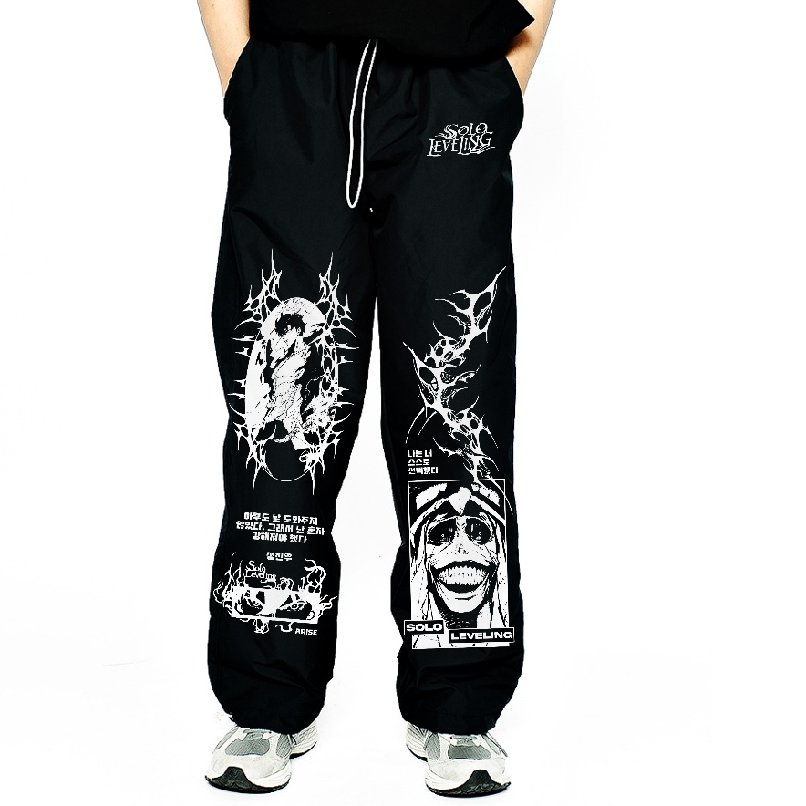 Celana Panjang Trackpants Baggy Anime Solo Leveling Unisex Pria Dan Wanita