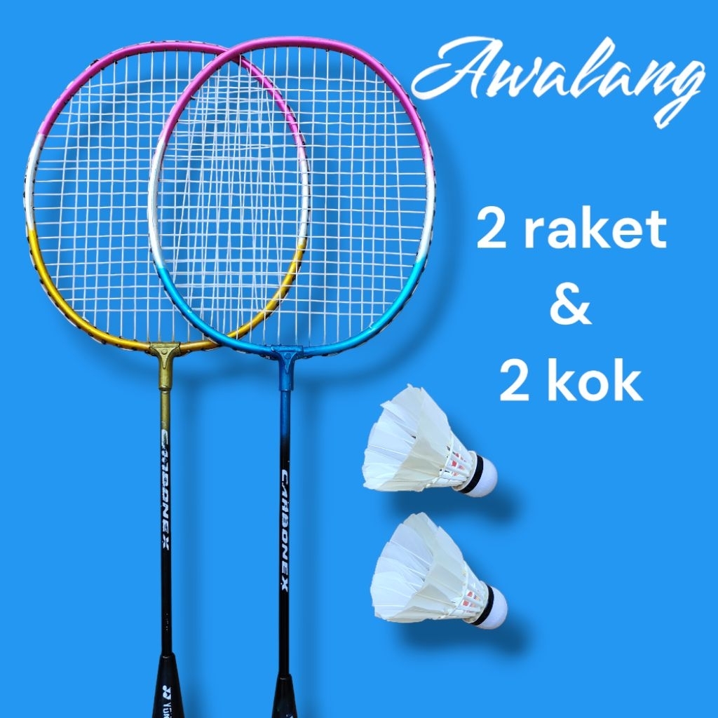 Paket raket anak 2 raket 2 kok siap pakai bulutangkis