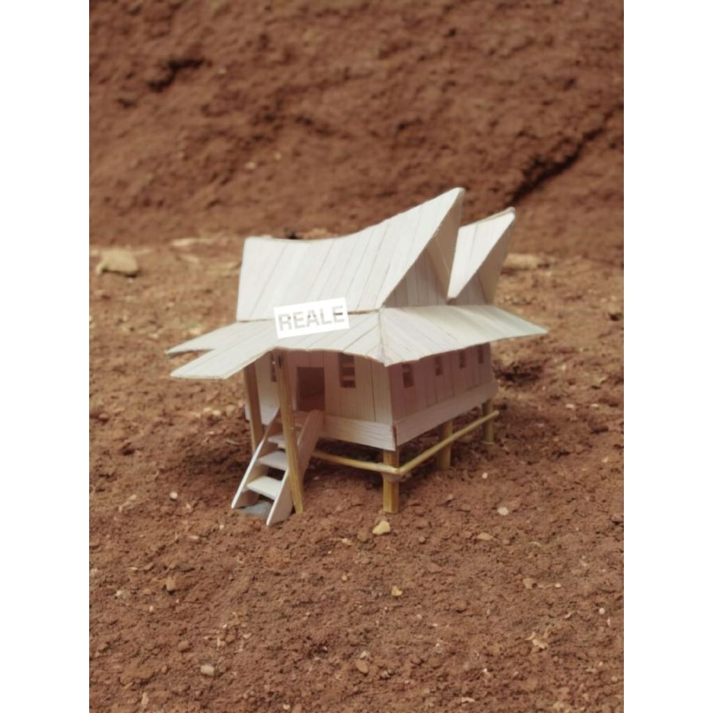 miniatur rumah adat selaso jatuh kembar riau stik eskrim LED