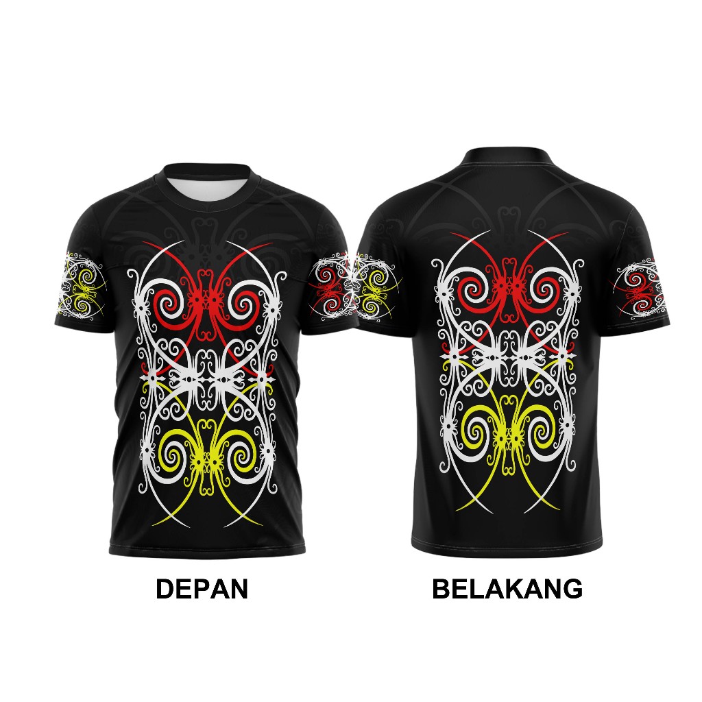Jersey Motif Batik Dayak / Kaos Jersey Batik Kalimantan / Baju Kaos Pria Motif Batik Dayak Kalimanta