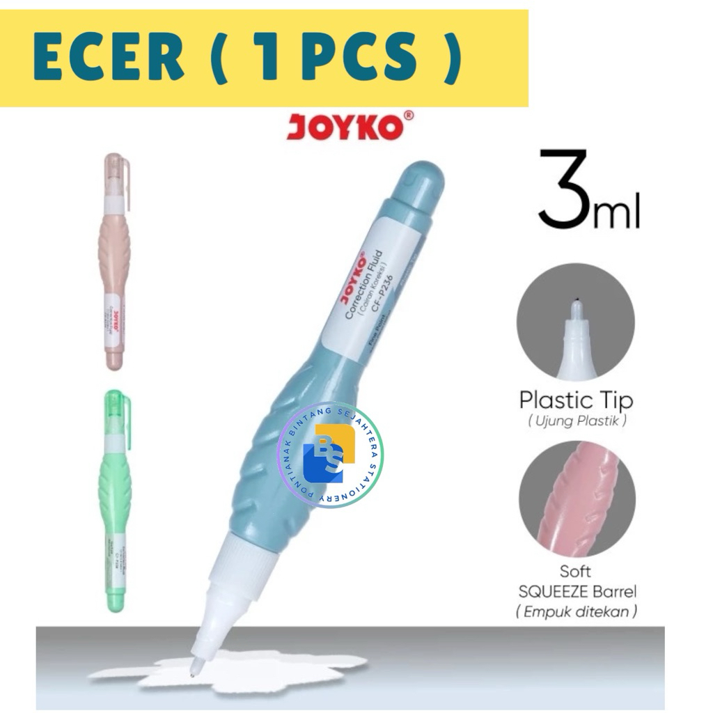 

1 Pcs - Correction Fluid Cairan Koreksi Penghapus Cair Joyko CF-P236 Eceran