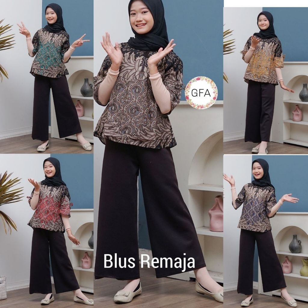 Blouse anak perempuan motif batik anak remaja abg seragam sekolah