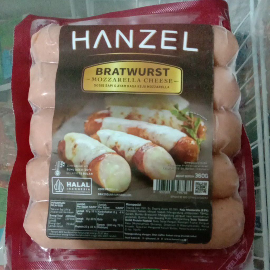 

Hanzel Bratwurst Mozarella Cheese 360gr