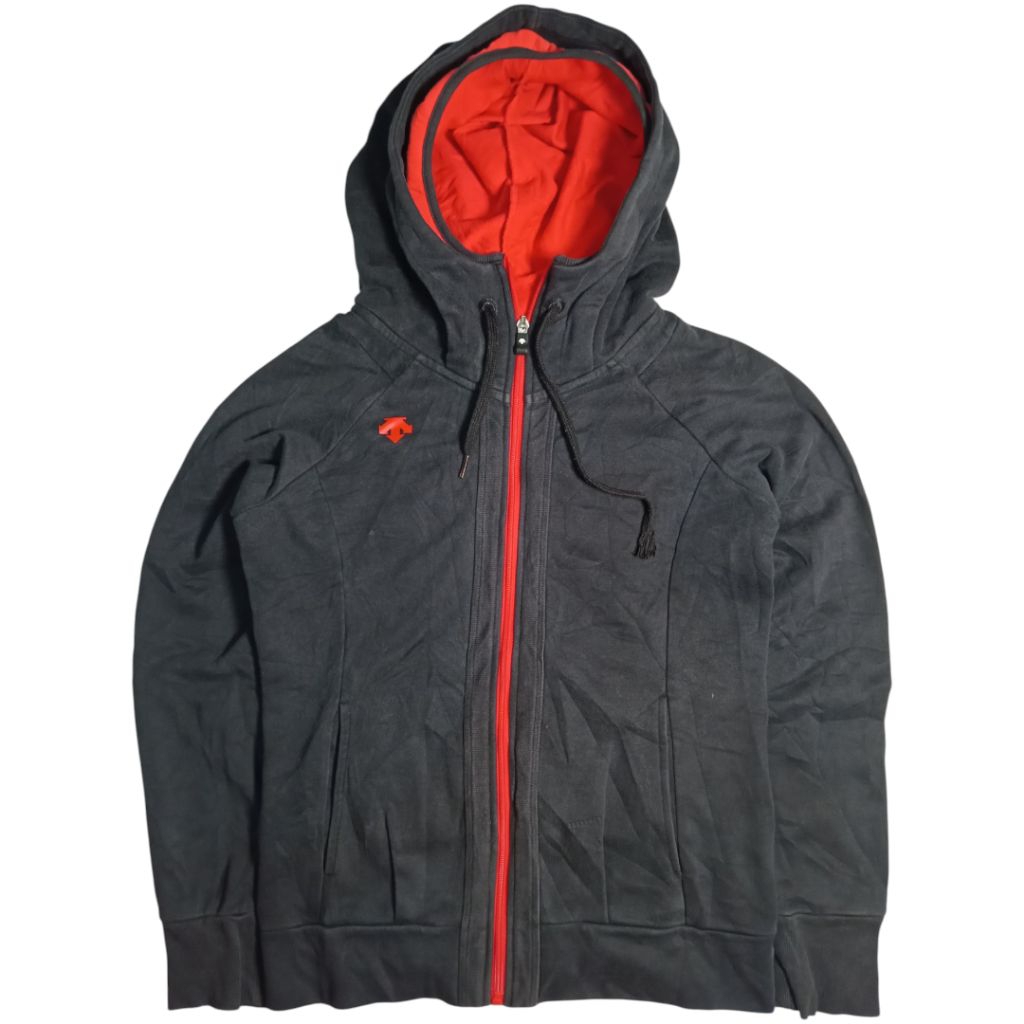 Jaket hoodie zipper descente unisex pria wanita kerudung 2 layer LD 100 Second