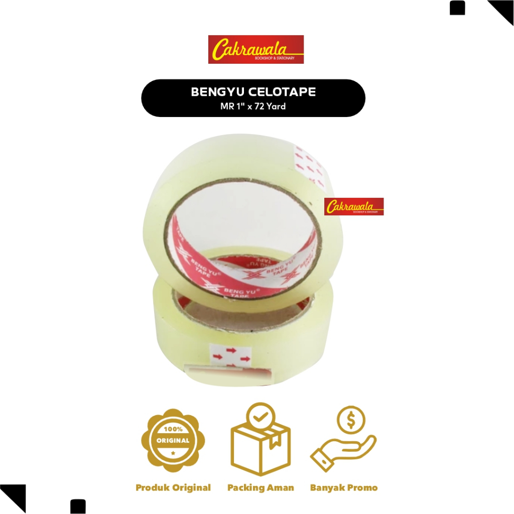

BENGYU CELOTAPE MR 1" x 72 Yard | Isolasi Bening Tanggung 24mm x 66m | Perekat Kuat Serbaguna