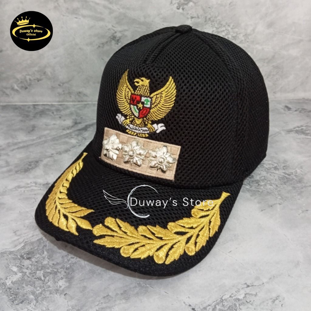 Topi Jaring Camat Hitam Free Nama | Topi Camat Jaring | Topi Camat | Perangkat Camat | PNS | ASN