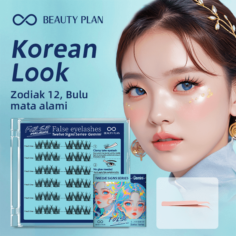 Beauty plan bulu mata palsu tanpa lem langsung tempel eyelash  extension+Tweezer glue free eyelash